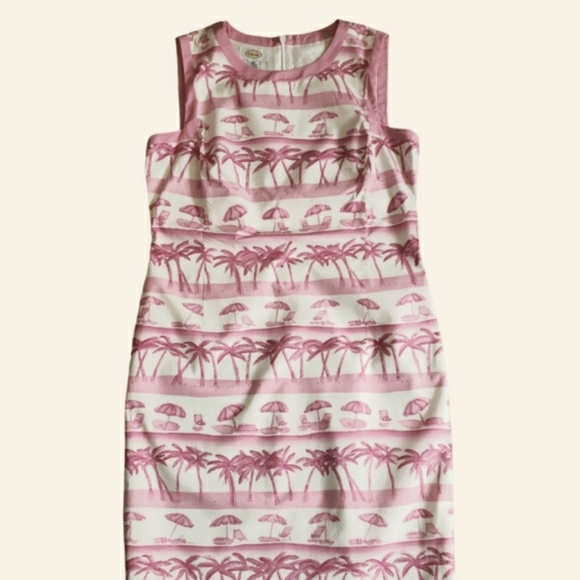 TALBOTS PINK BEACH PRINT SUMMER  SHEATH DRESS SZ 10 - Picture 1 of 14